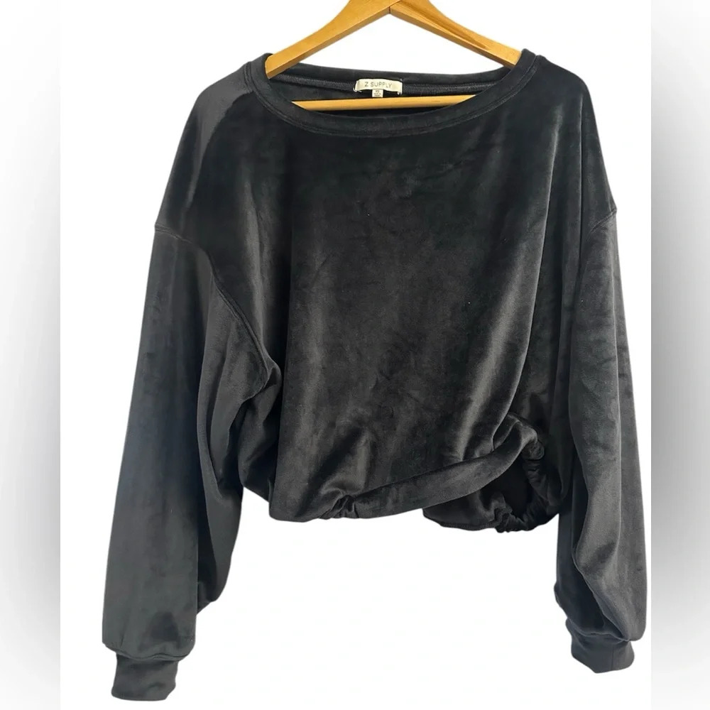 Z Supply Black Bodhi Velour Sweatshirt - Picture 3 of 6